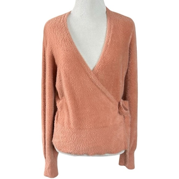 Madewell Balloon Sleeve Wrap Sweater in Burnished Blush Small Dainty Retro 90s - Picture 4 of 14